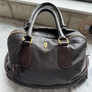 Celine Dark Brown/ Oxboood Leather Handbag